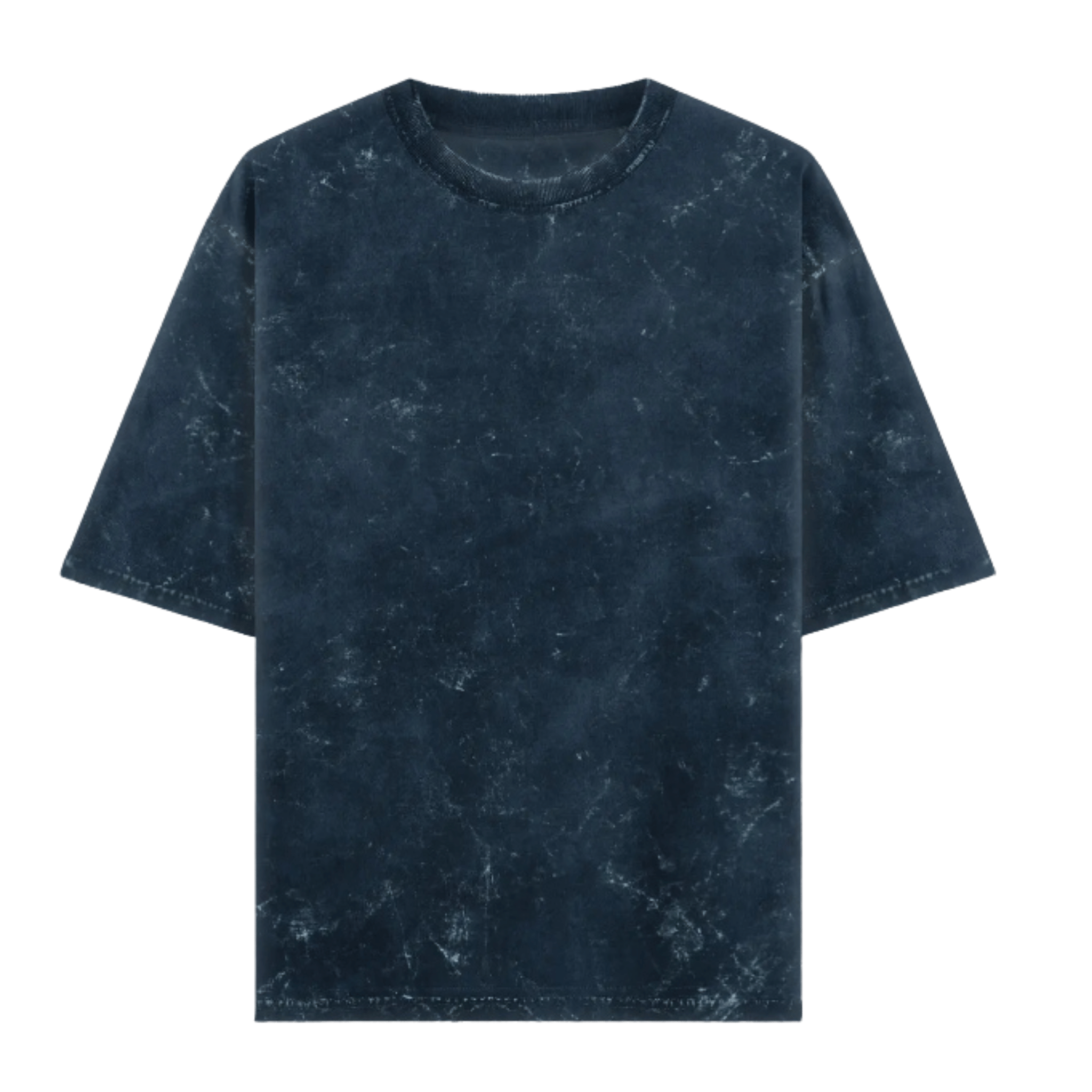 Vintage Oversized Navy Blue Tee | 240 GSM Acid Wash | IVORY LABEL